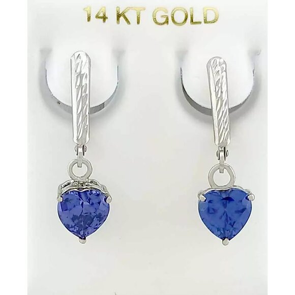 Created 2.10 Cts Tanzanite Dangling Earring 14k White Gold